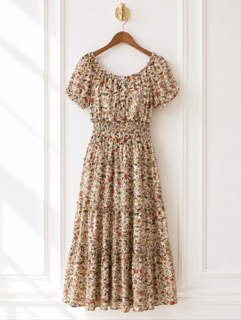 FIGUEROA & Flower| Floral Smocked Maxi Dress Romantic Puff Sleeve | Size Small - Picture 5 of 7